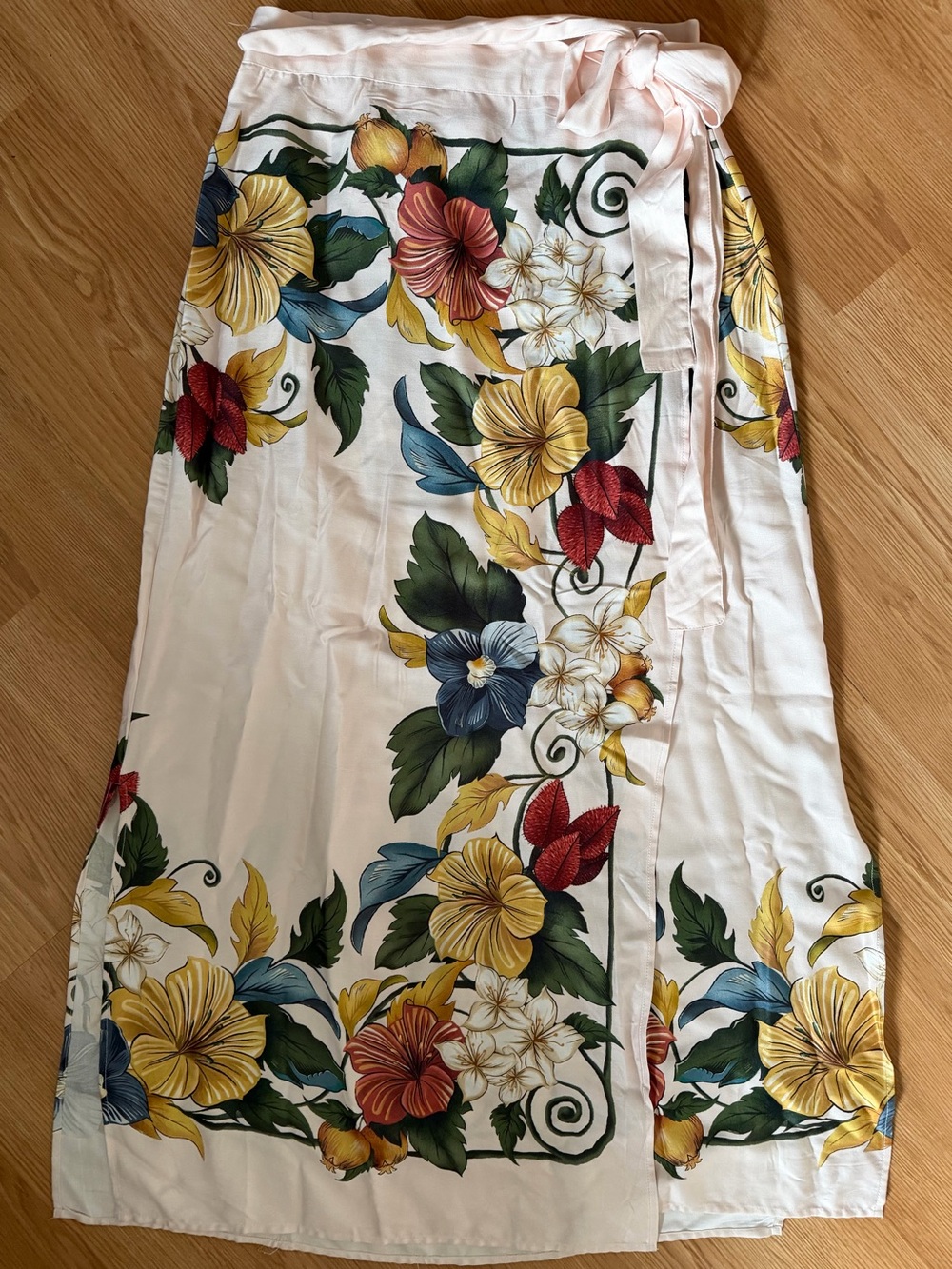 NWOT Farm Rio Praia Tropical Floral Wrap Maxi Skirt S Small